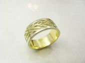 アラベスク(唐草)K18金ゴールドコンビシルバーリング（M）オーバーレイ Gold Ring